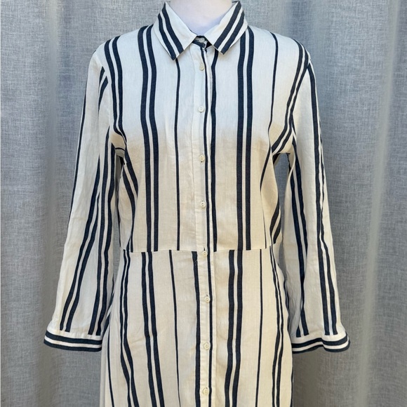 Zara woman white blue striped button down long summer dress - Picture 5 of 9